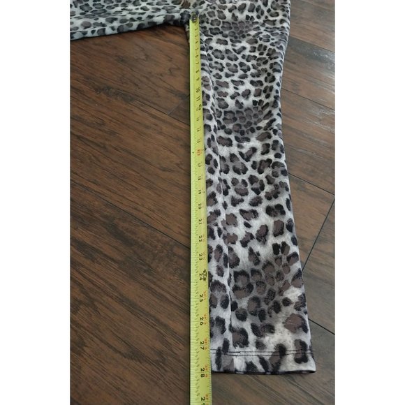 TRIBAL Pants Gray/Black Leopard Print Slim Straight Stretch Leggings Women's Sz - Picture 10 of 10